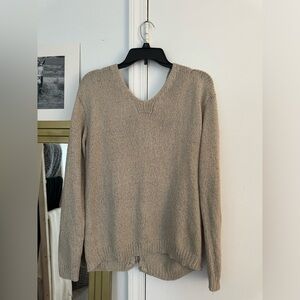 ALTAR'D STATE Women's Cable Knit Sweater Ribbon Crisscross Back Lace Up V-Neck